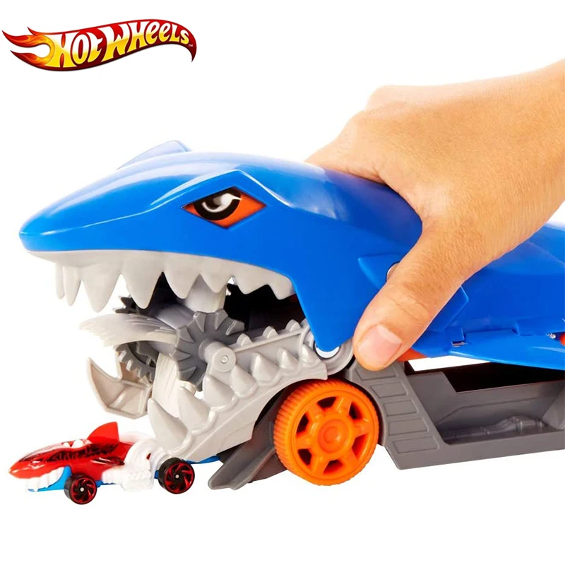 How Wheels Shark Chomp Transporter Playset мультиавтомобильный трек с машинной игрушкой синяя рыба