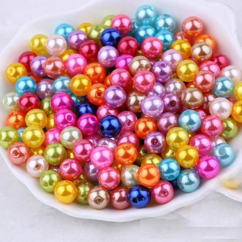 

Wholesale 1800pcs 8mm Colorful ABS Acrylic Imitation Pearl Beads Ornament Accessory Loose Lucite Gumball Bubblegum Jewelry Beads