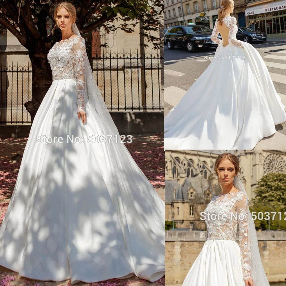 ТРАПЕЦИЕВИДНОЕ свадебное платье с длинными рукавами Vestido De Noiva кружевное