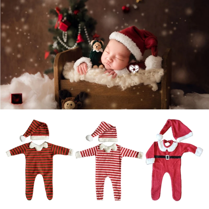 

Newborn Cute Christmas Hat Clothes Baby Photography Props Santa Claus Infant Boys Girls Shooting Costume Outfits Suit D0AF