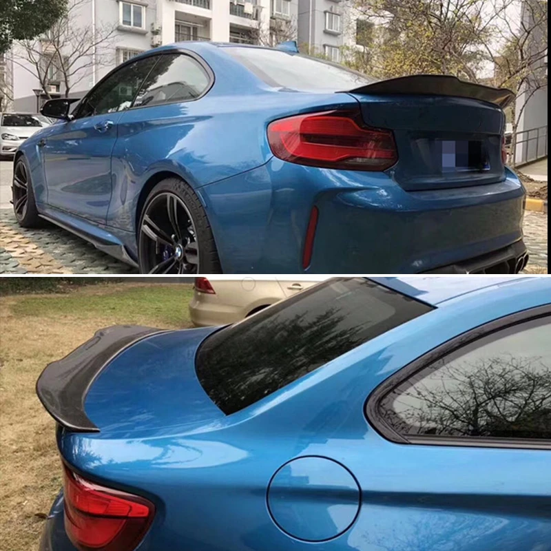 

Use For BMW 2 Series F22 Coupe M2 F87 Spoiler 2013--2019 Year Real Glossy Carbon Fiber Rear Wing PSM Style Accessories Body Kit