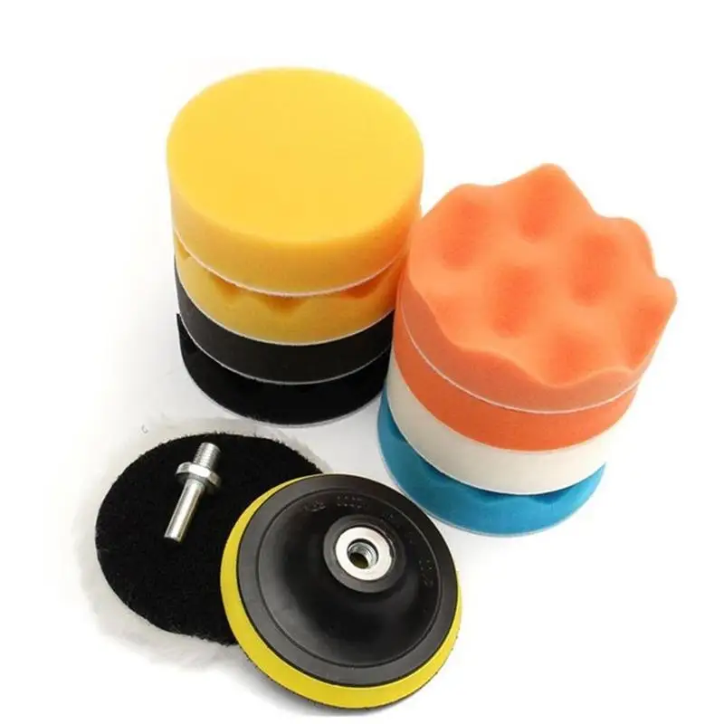 

11Pcs/set 3 inch Car Polishing Disc Self-adhesive Polishing Wool Wheel Polishing Foam Set Sponge Waxing Waxing Seal Wheel W P9F6