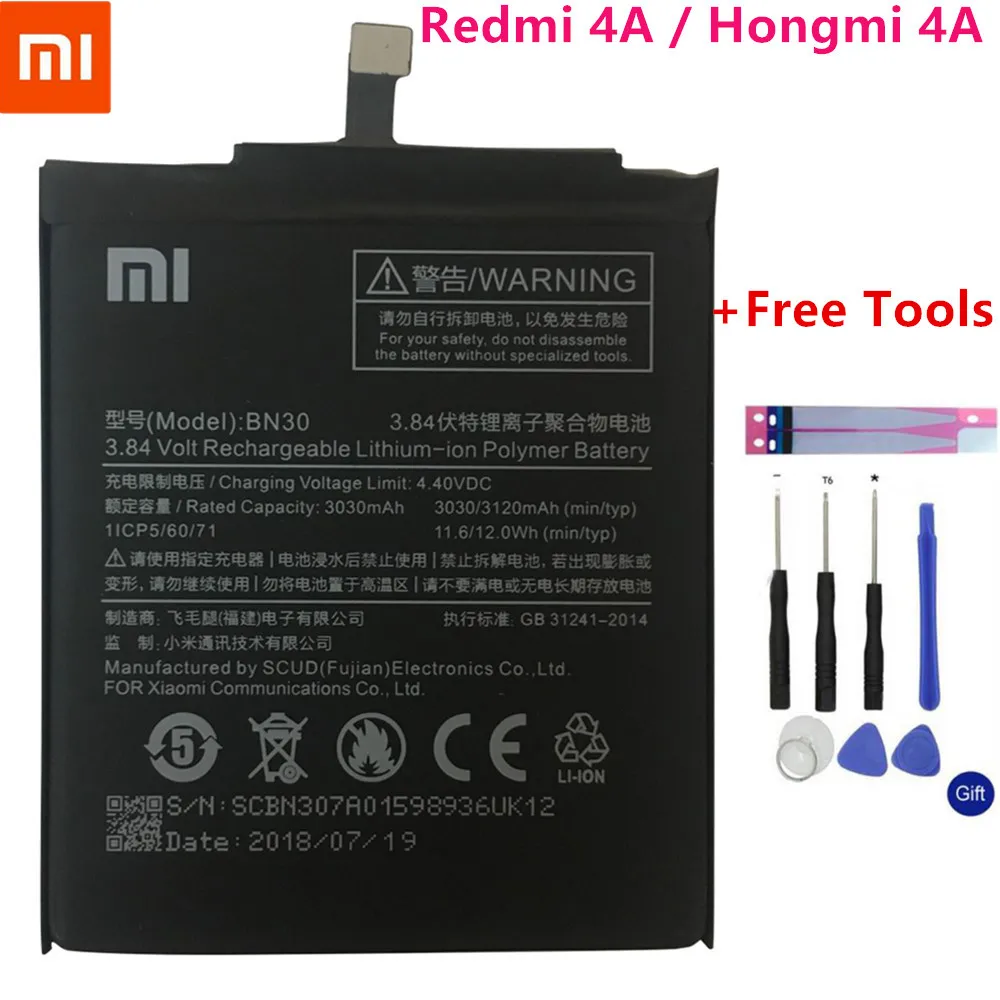 BN30 BN41 BN43 BM46 BM47 Батарея для Xiaomi Redmi Hongmi 4A Note 4 4X MTK global Snapdragon 625 Note 3 3 Pro 3 3S 3X Батарея - Цвет: BN30 For 4A