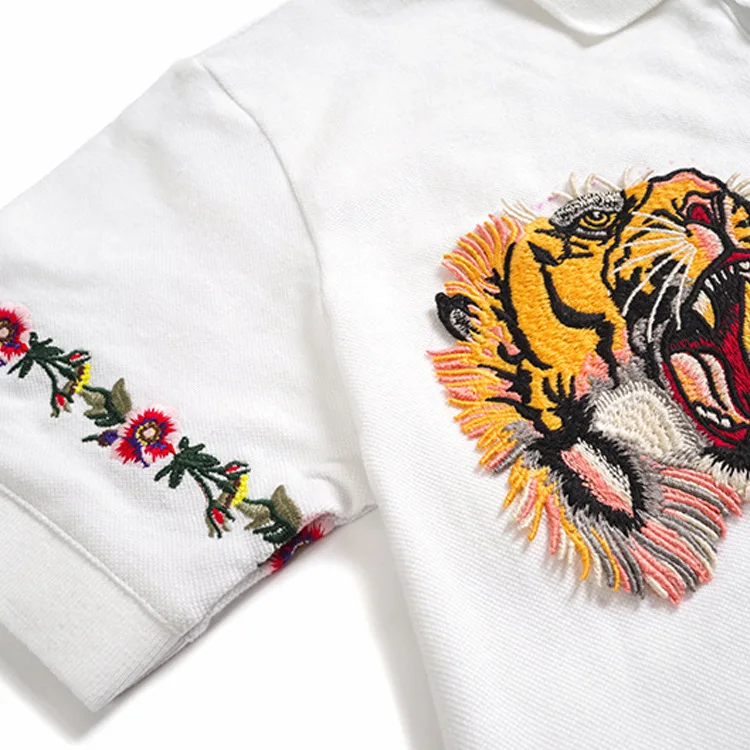 

Summer Top Fashion Tiger Embroidery Polo Shirt Men Brand Short Sleeve Turndown Collar Polos Masculina Ropa Hombre Verano 2021