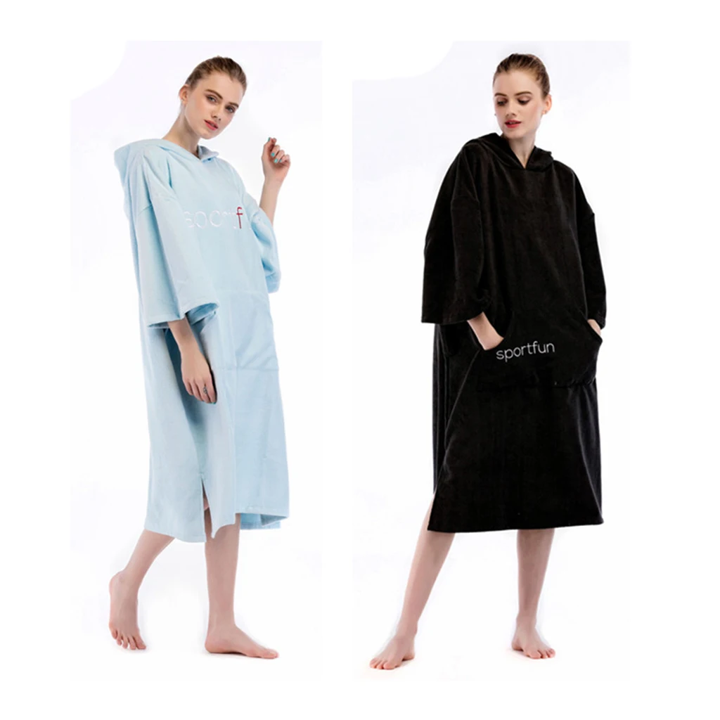 

Microfiber Surf Beach Hooded Poncho Water-absorbing Quick Dry Bathrobe (Wetsuit Changing Robe/Towel) - with Large Front Poccket