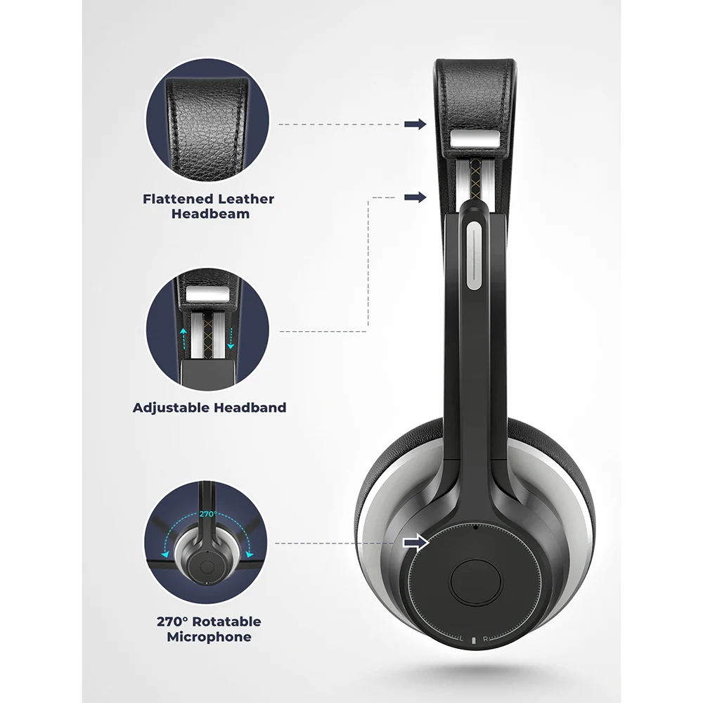 mpow hc5 bluetooth headset with usb adapter bluetooth 5 0 wireless headphones with noise cancelling mic for business skype pc free global shipping