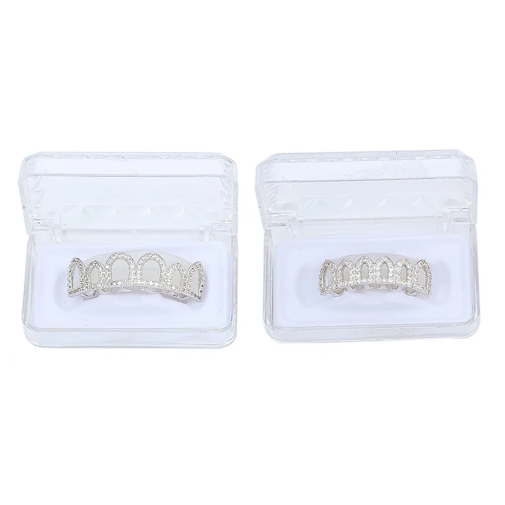 

Hip Hop Teeth Grillzs Hollow Top Bottom Set Dental CZ Paved Bling Iced Out Dental Grills for Men Rapper Jewelry Gold Color