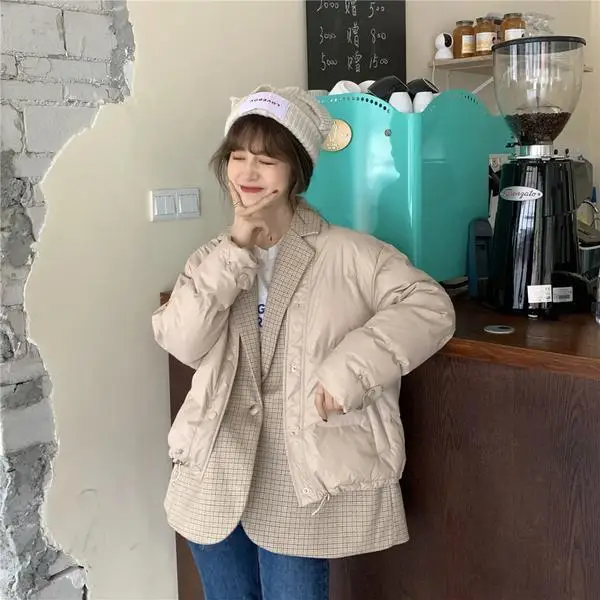 

Cotton clothing women's Korean version of loose autumn and winter hundred fake two thick coat 2020 new cotton wool small cotton