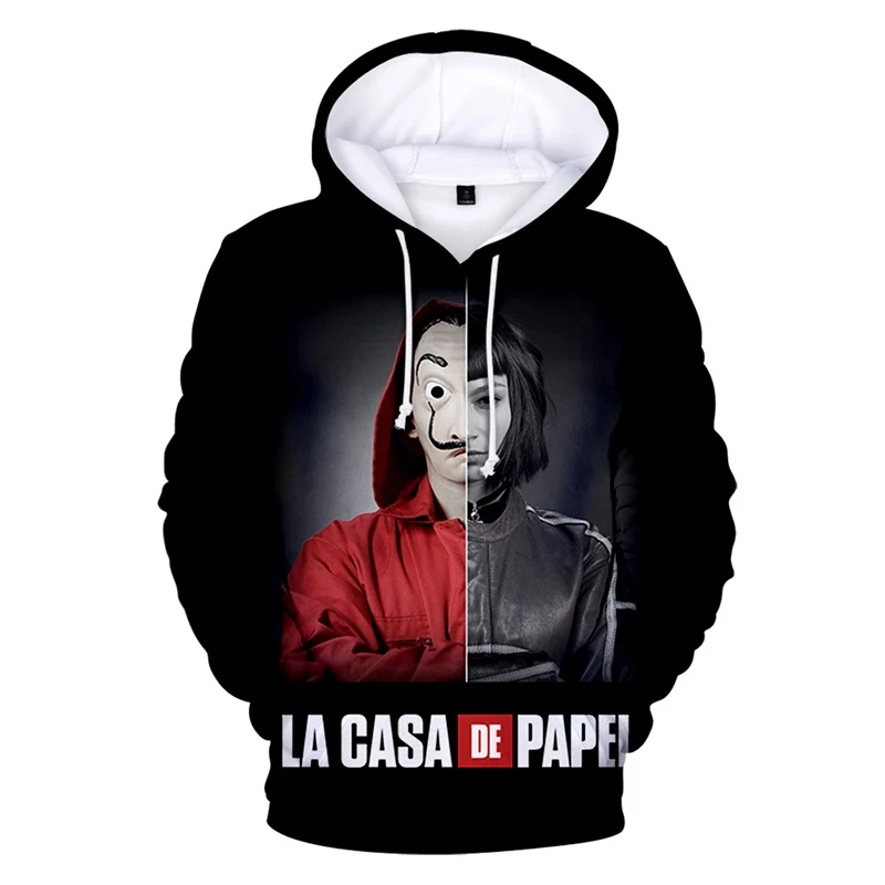 

Мужские толстовки с принтом La Casa De Papel, толстовка с капюшоном с 3D принтом галстука, окрашиванием денег, страдающих бумагой, красного цвета, с ...