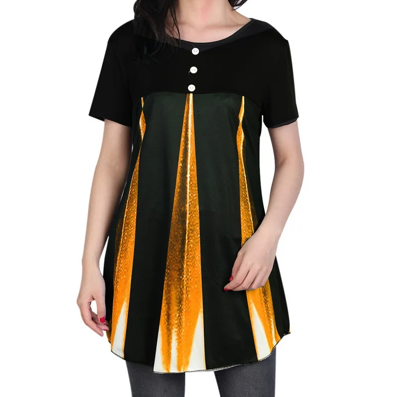 Женская блузка с коротким рукавом и круглым вырезом принтом | одежда