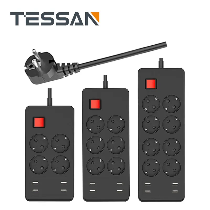 

Удлинитель, универсальная электрическая розетка, 4/6/8 розеток, 4 USB с удлинителем 1,5 м, защита от перегрузки, для дома и офиса