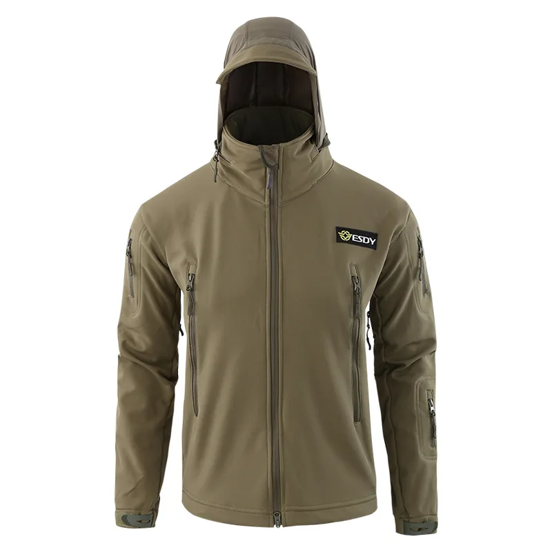 

Outdoor Sport Tactical Jacket Camouflage Fleece Jacket Softshell Military Hidden Cap Coat Hiking Camping Fishing Jackets Winter