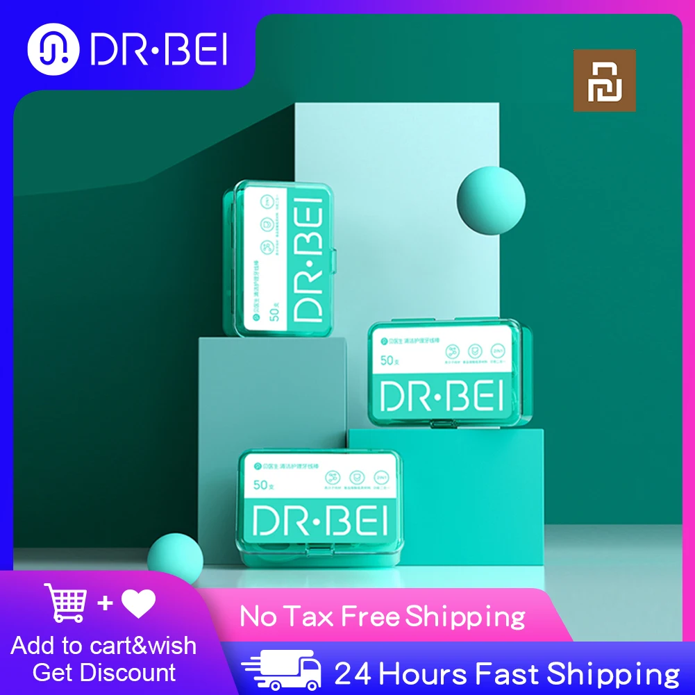 

DR.BEI Dental Floss Portable Picks Teeth Flosser Toothpicks Stick Oral Care 50pcs/box Teeth Pick Hygiene Cleaning Xiaomi Youpin