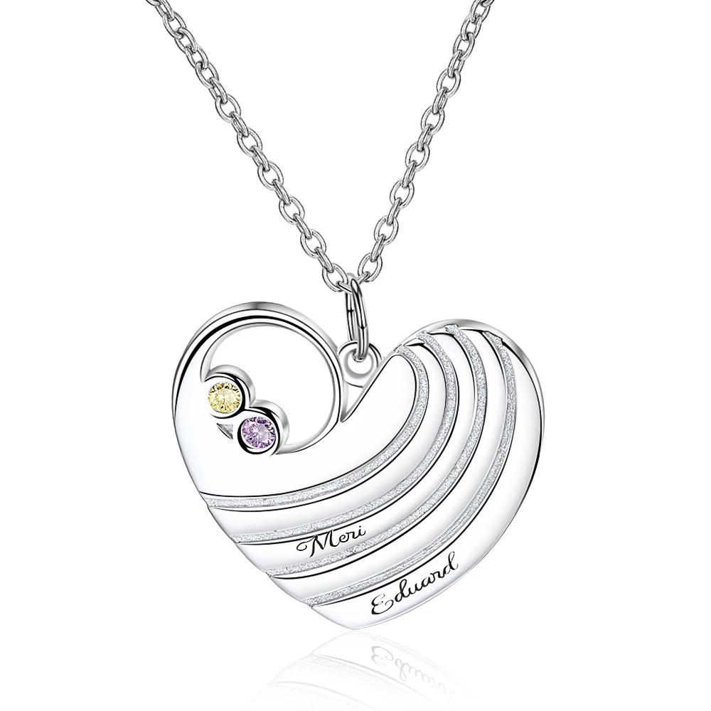 

Ожерелье с именем и камнем рождения 925, персонализированное серебряное ожерелье с гравировкой на заказ, ювелирные изделия для подарка на де...