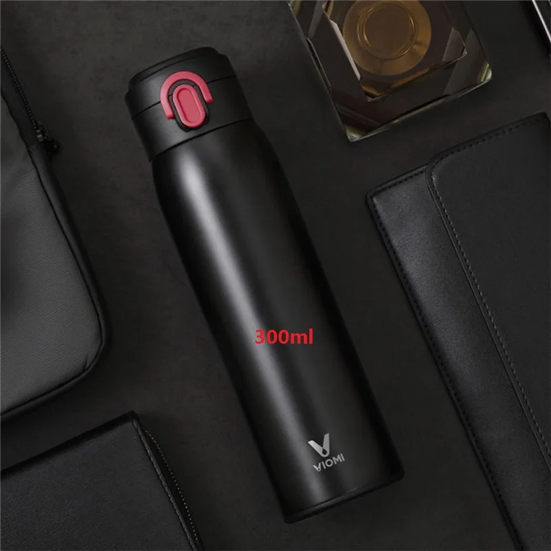 Xiaomi mi jia VIO mi вакуум из нержавеющей стали 24 часа колба вода «Умная» бутылка термос одной рукой - Цвет: 300ml black