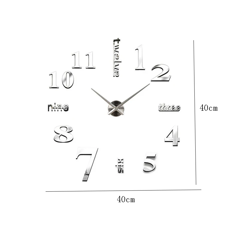 

Frameless Real Metal 3D Diy Acrylic Mirror Wall Clock Watch Clocks Home Decoration Modern Needle Quartz Stickers 2021 New Listed