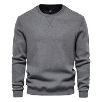 spring and autumn casual fashion pure color round neck sports sweater mens top knit sweater bottoming shirt