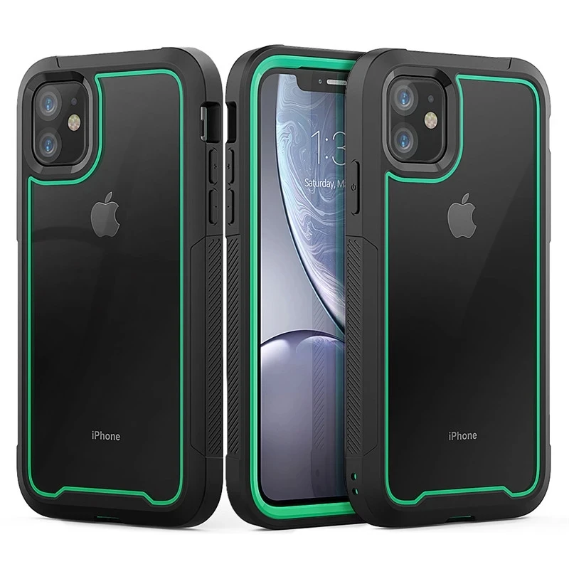 

Hybrid Armor Shock Drop Proof Case For iPhone 13 11 12 Pro Max XSMAX XS XR X 7 8 6s Plus Shock Absorption Silicone Bumper Cover