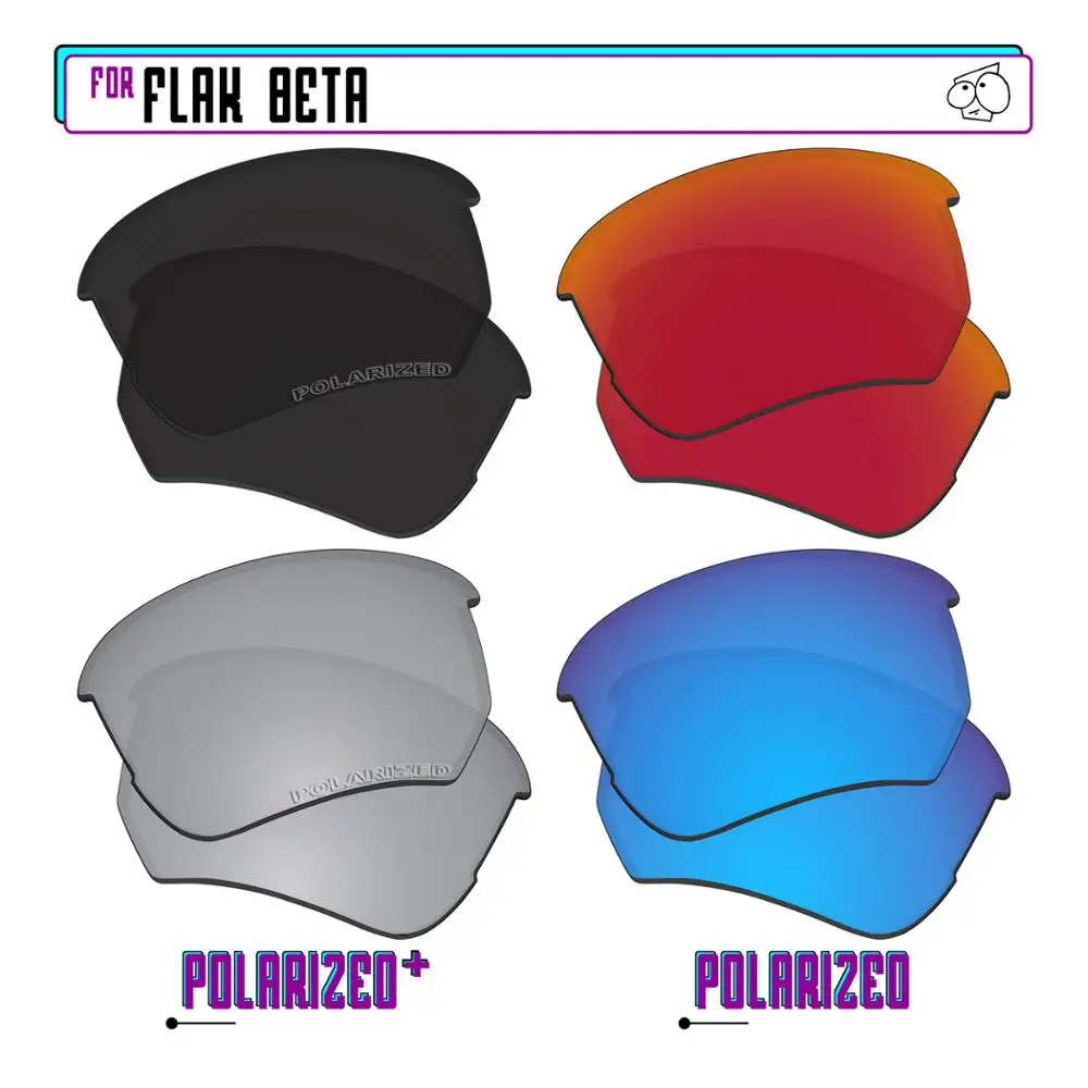 EZReplace Polarized Replacement Lenses for - Oakley Flak Beta Sunglasses - BkSrP Plus-RedBlueP