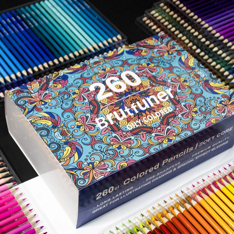 Brutfuner 260 Colors Professional Oil Colored Pencils Set Suitable For Artists Children Coloring Sketching Painting Art Supplies