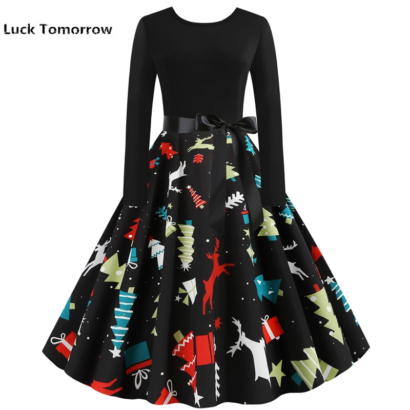 Новая женская одежда 2019 осеннее платье Рождественские Элегантные вечерние