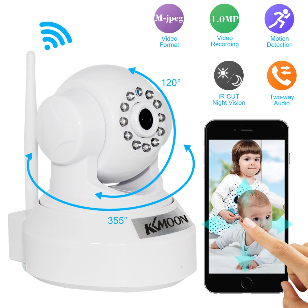 

Беспроводная Wi-Fi IP-камера KKmoon 720P PnP P2P, домашняя камера безопасности с панорамированием, наклоном, ИК-подсветкой, ночным видением, CMOS CCTV IP-каме...