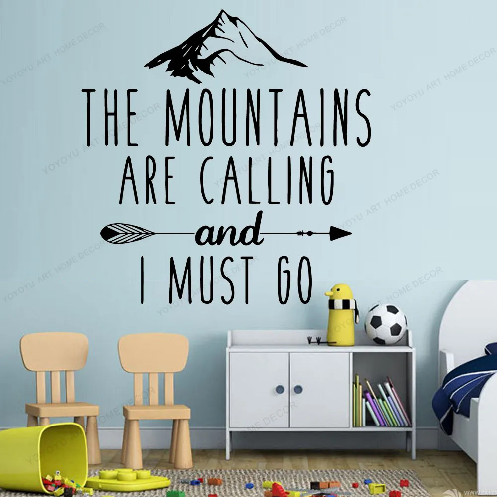 Виниловые наклейки горы звонят я должен отправиться в путешествие настенные WU324
