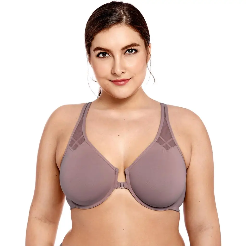 

FAKUNTN Women's Plus Size Non Padded Seamless Underwire Front Close Bra