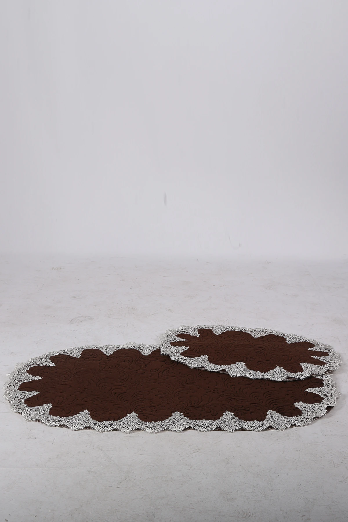 Goede Bonny Home Pelus Luks Ovale 2'li Franse Kant Toiletbril Pad Badmat Set