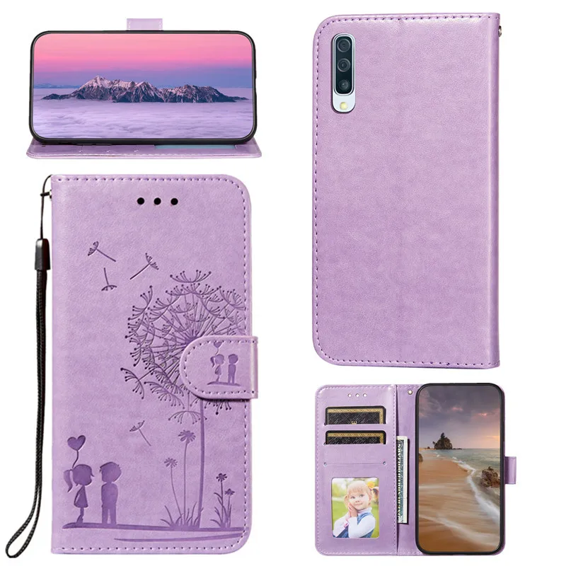 

Phone Cases For Samsung A50 A50s lover Dandelion Leather Silicone Case For Samsung Galaxy S21 Plus A30s A70 A7 2018 Cover Fundas