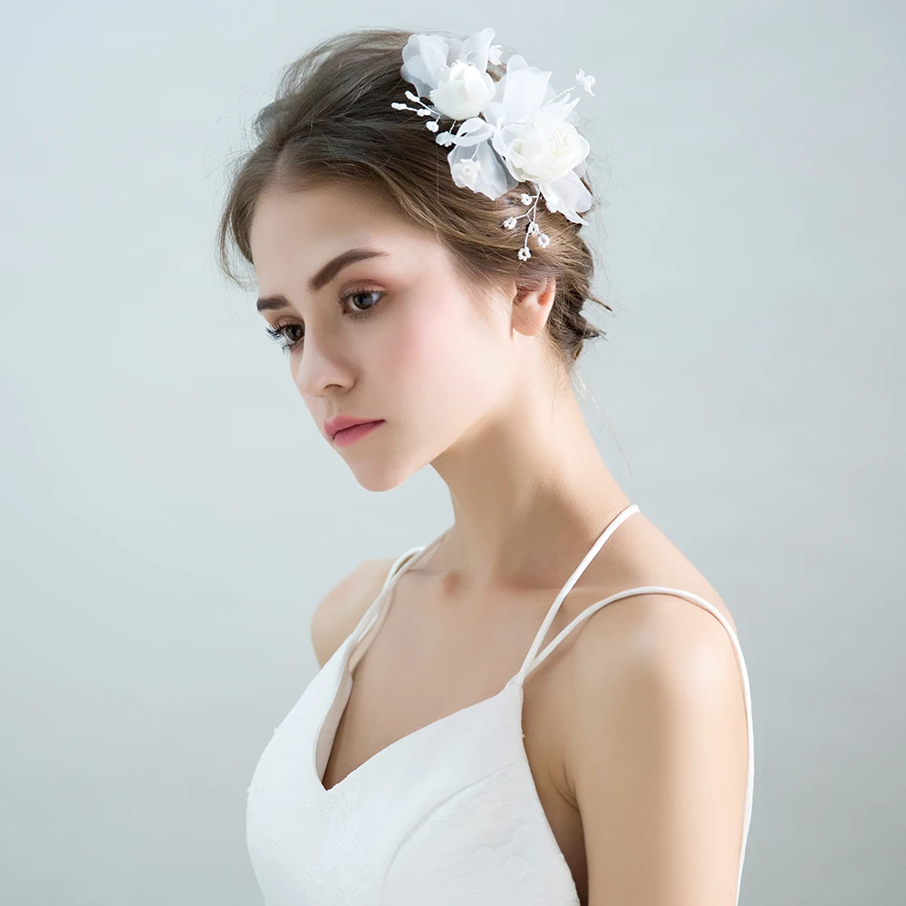 Очаровательные пряжа цветок заколки имитация жемчуга модные белые бабочки для