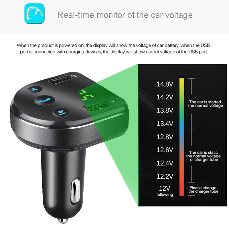 Автомобильное зарядное устройство, fm-передатчик, Bluetooth, автоматический комплект, Hands Free, беспроводной MP3, 5 В, 2.1A, музыкальный плеер, адаптер, USB зарядное устройство, FM модулятор, новинка
