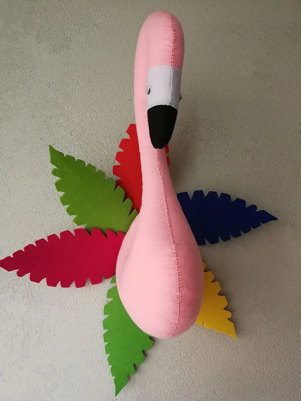 Flamingo 3 Животные, слон, олень, Зебра, кролик, голова тигра, настенное крепление, мягкие игрушки, декор для спальни, войлок, настенные подвесные куклы, реквизит для фотосессии - Цвет: Flamingo 3