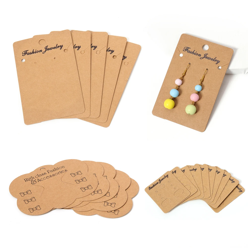 

50pcs/lot Earrings and Necklaces Display Cards Cardboard Earring Packaging Hang Tag Card Ear Studs Paper Card Jewelry Wholesale