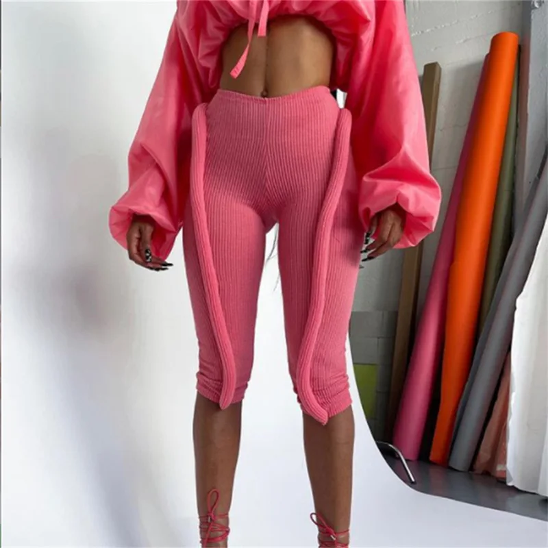 

SEASONS Fashion High Street Knee Length Pants Women Undefined Foam Vine Trousers Sheath High Waist Female Streetwear ASPA83908