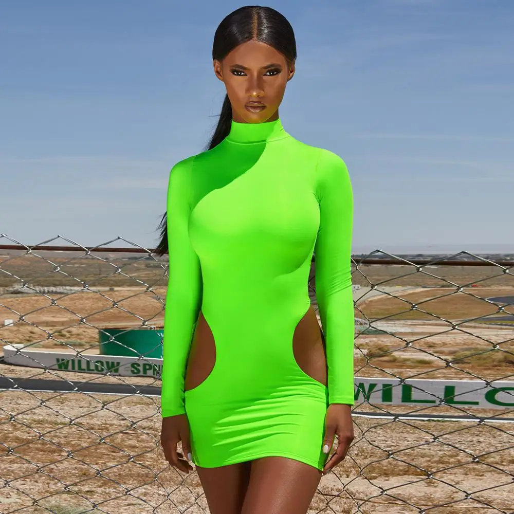 2019 Европейское и американское осеннее зимнее сексуальное открытое платье с