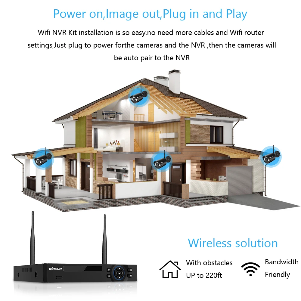 Беспроводная Wi Fi камера видеонаблюдения KKmoon 4 канала/8 каналов 1080P сетевой