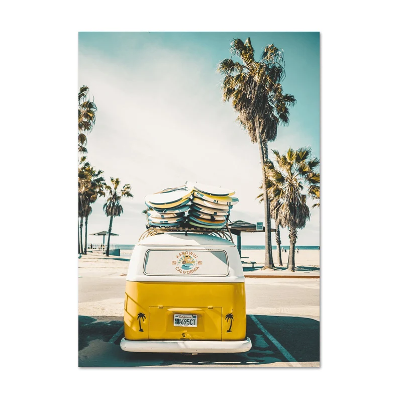 L602-2 Калифорнийский Набор для печати Surf Wall Art Холст живопись плакаты пляж доска для серфинга принты береговой декор картины для гостиной стены - Цвет: L602-2