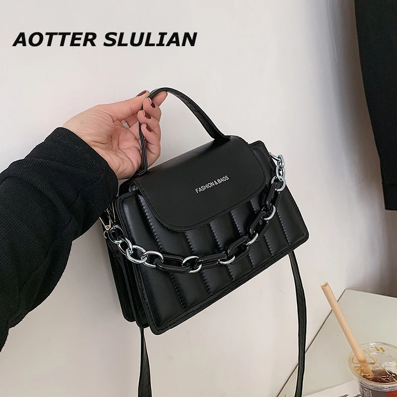 

Luxury Women Shoulder Bag Thick Chain Quilted Shoulder Purse Female Handbag Black Yellow Clutch Pouch Trendy Girl Small Hand Bag