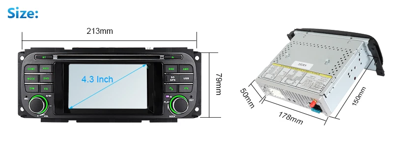 A-Sure 4,3 дюймов Android Авто Радио DVD стерео gps навигация для Jeep Grand Cherokee Wrangler Sebring Dodge 2002-2006 16G