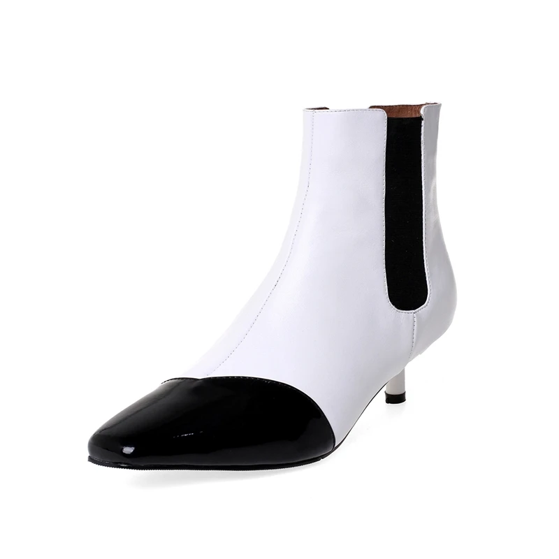 Женские ботильоны с острым носком удобные ботинки из натуральной кожи на высоком