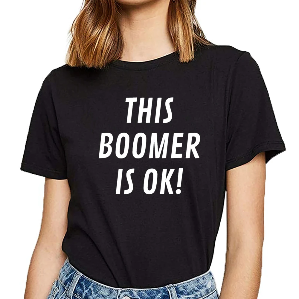 

Топы Футболка Для женщин это Бумер ОК дизайн черно белой печати Купальник женский футболка