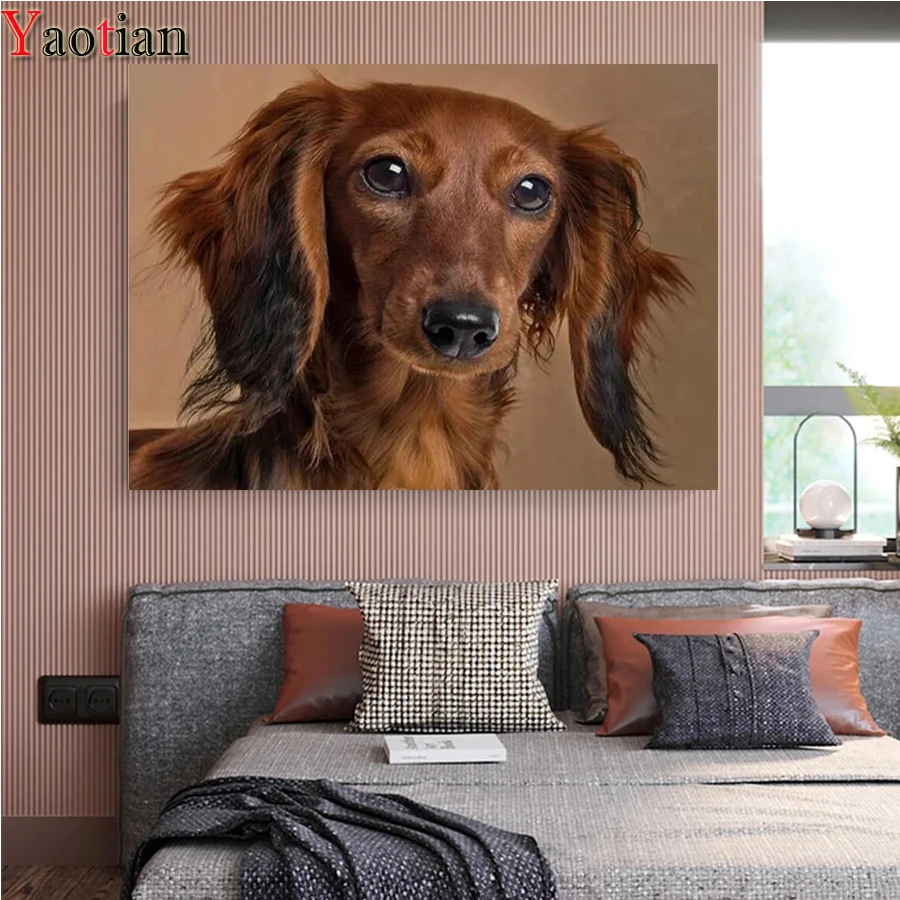 

5D алмазная живопись своими руками такса щенки полностью круглые квадратные Алмазная вышивка мозаика домашние украшения подарок для ребенк...