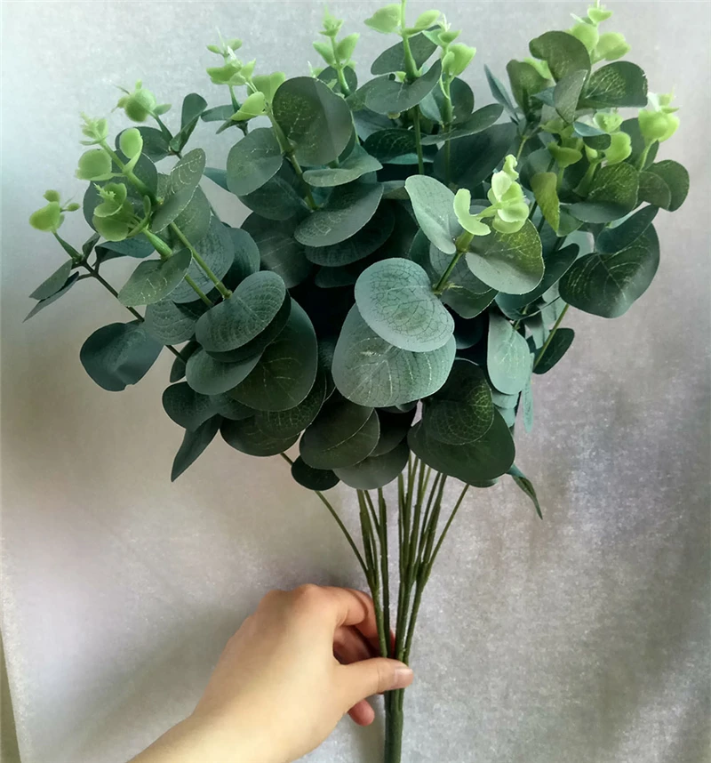 

YO CHO Artificial Eucalyptus Leaves Green Plants Fake Money Leaves Bouquet Forest Style Wedding Decor Home Party Plant Decor