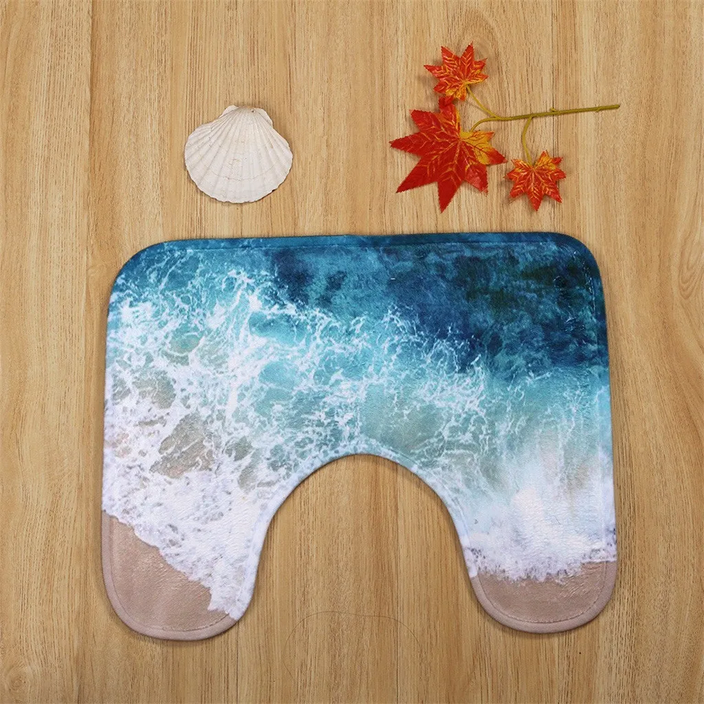 3 шт. Нескользящие коврики для ванной комнаты синего цвета в океаническом стиле