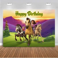 spirit horse forest party theme photography background riding boys or girl kids birthday dinner table backdrops studio video