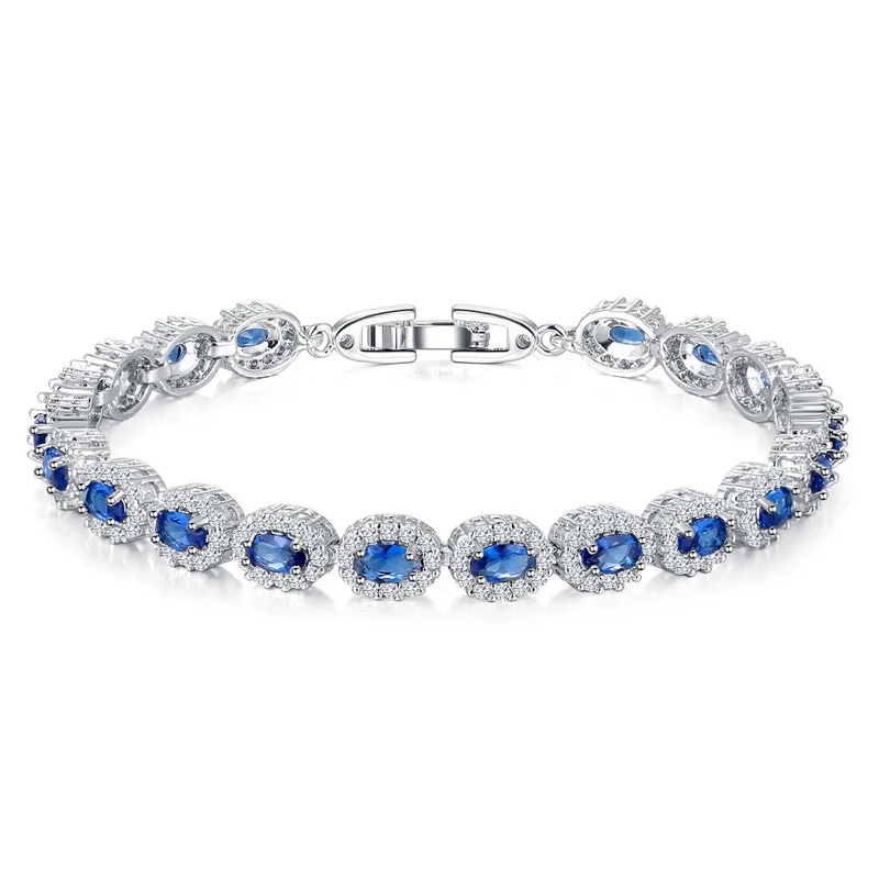 

Top Sale 925 Sterling Silver Bracelets Zircon Crystal Women Link Chain Jewelry Bangles Fashion Bracelet Wholesale Copper Micro