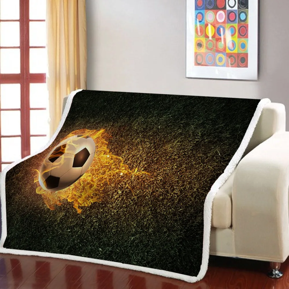 

Подарочное зимнее теплое одеяло для мальчиков и девочек, 3D печать, футбол, боулинг, плюшевое одеяло, диван-кровать, ворс, домашнее декоративн...