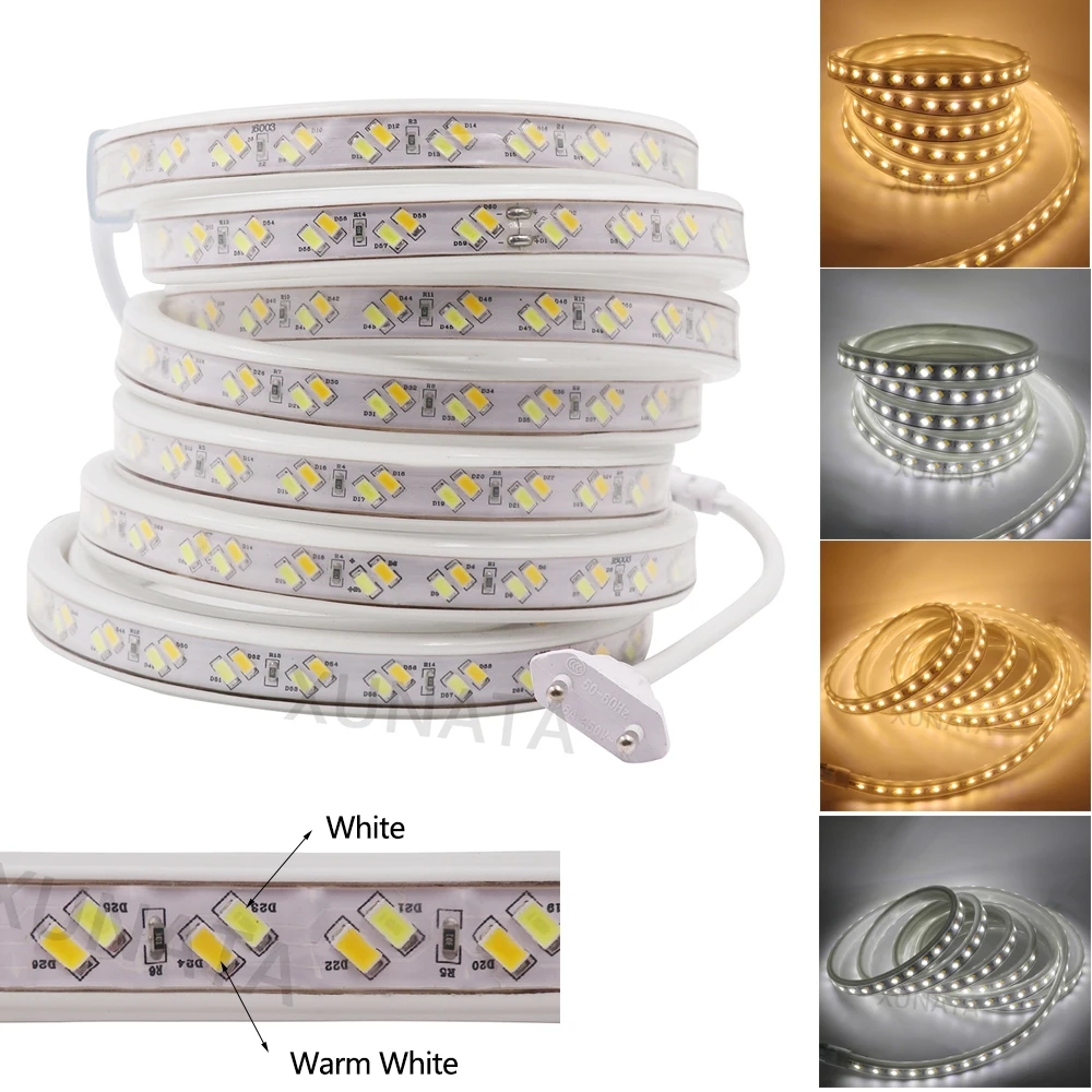 Светодиодная лента SMD5630 5730 220 В Двухцветная светодиодная 120 светодиодный s/m гибкий