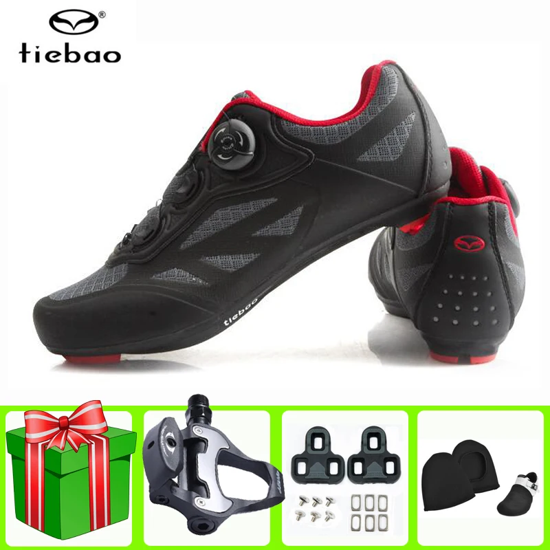 

Tiebao Road Cycling Shoes Men Sapatilha Ciclismo Self-Locking Gray Bike Racing Breathable Athletic Zapatillas Women Sneakers
